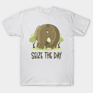 Seize The Day - Elephant Lover Motivational Quote T-Shirt